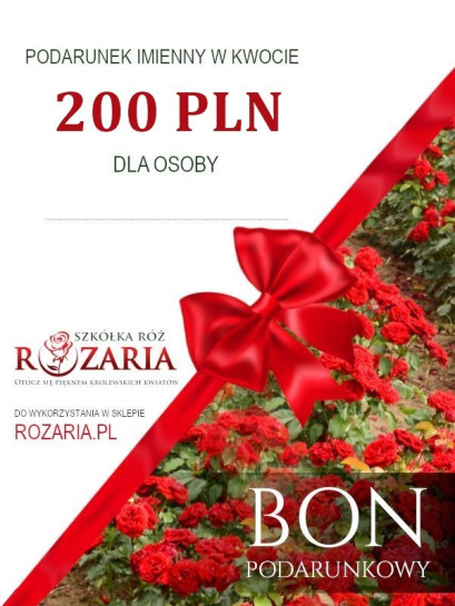 Bon podarunkowy na róże 200 PLN